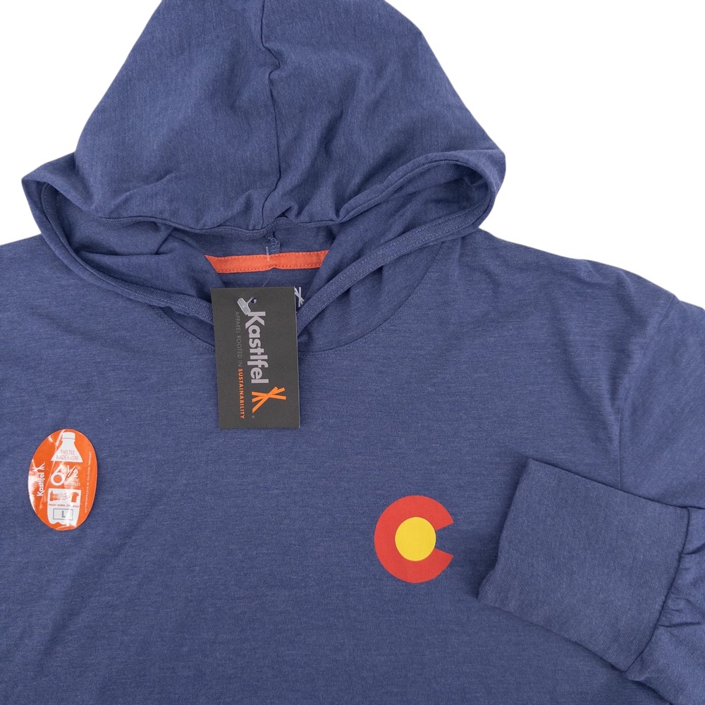 NWT Kastlfel Mens L Colorado Pikes‎ Peak Recycledsoft Hooded Long Sleeve T-Shirt